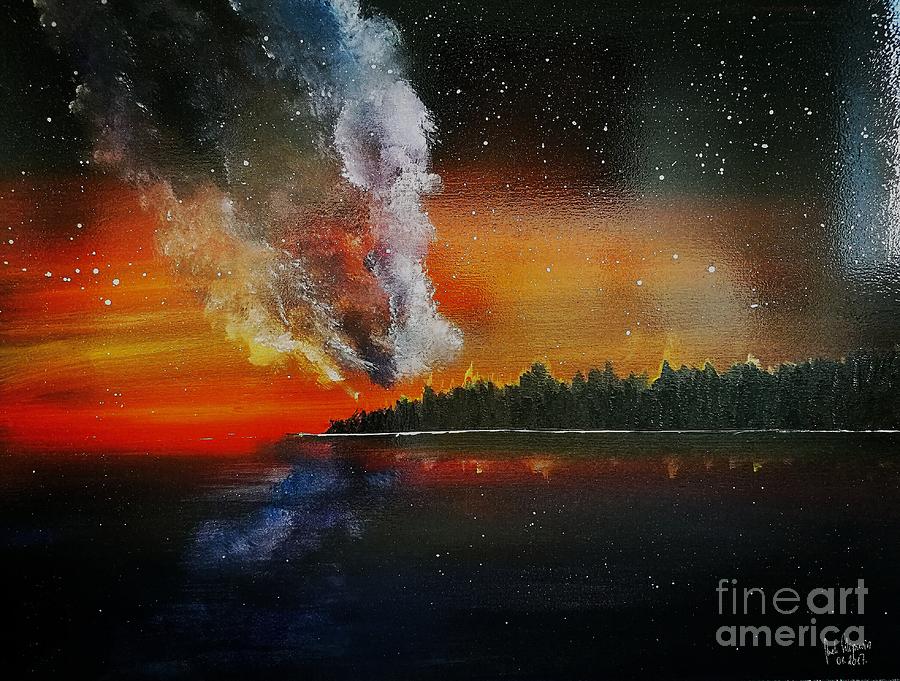 Abstract Painting - Galactic dawn by Jarek Filipowicz