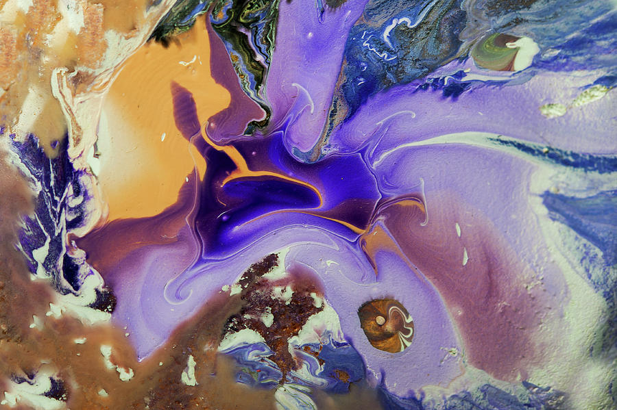 Galactic Portal. Abstract Fluid Acrylic Pour Photograph by Jenny Rainbow