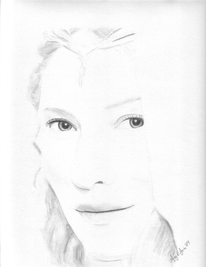Cate Blanchett Drawing - Galadriel by Amy Jones
