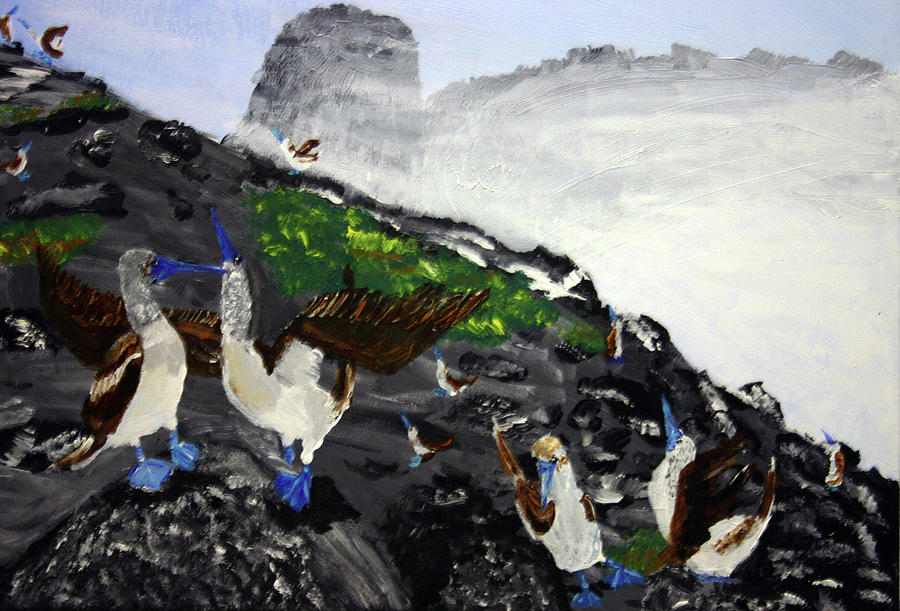 Bird Painting - Galapagos Gathering by Dennis Wilson