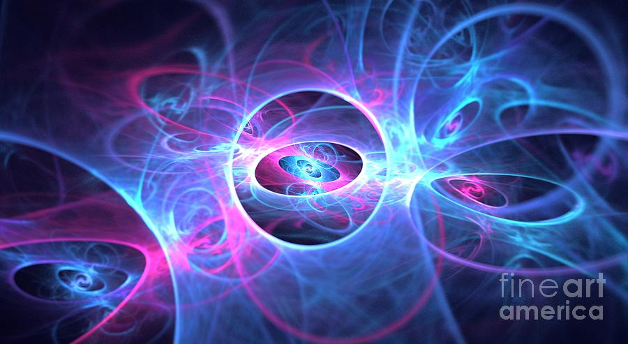 Abstract Digital Art - Galaxy Atoms by Kim Sy Ok