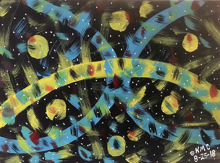 Galaxy of Moons Painting by Kathy Marrs Chandler