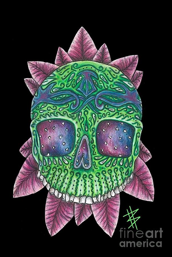 Skull Drawing - Galaxy Sugar Skull by Brittney Bettencourt