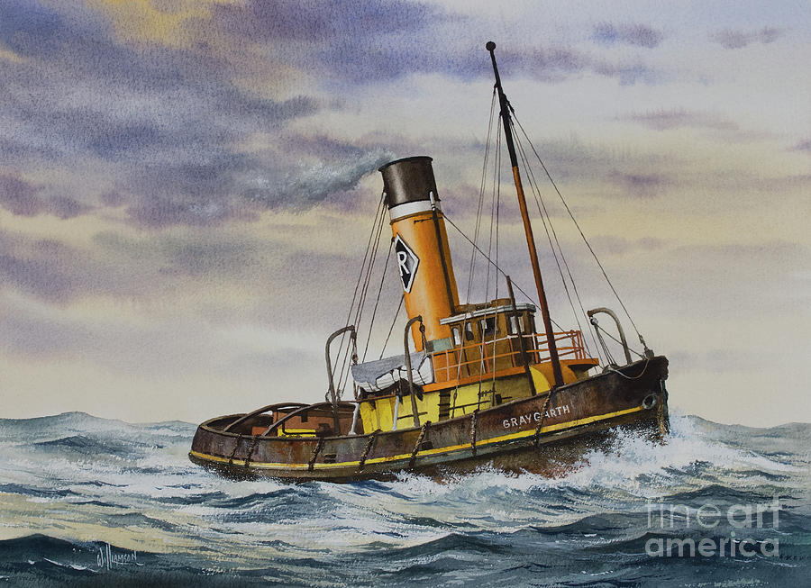 Birkenhead Painting - Gallant Steam Tugboat GRAYGARTH by James Williamson