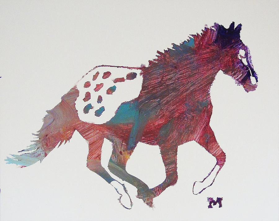 Horse Painting - Galloping Apaloosa by Candace Shrope