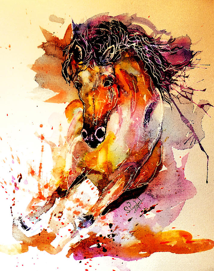Abstract Painting - Galloping horse by Steven Ponsford