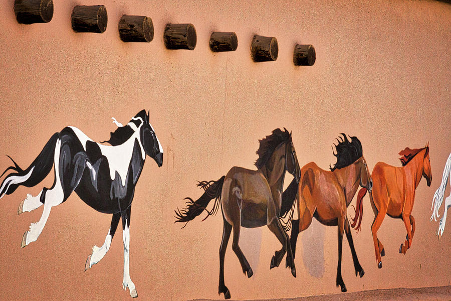 Galloping Horses Mural - Taos Photograph by Stuart Litoff