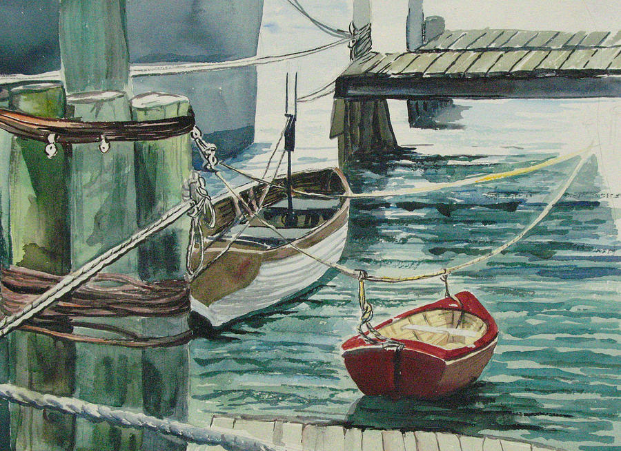 Galveston Painting - Galveston Boats watercolor by Judy Loper