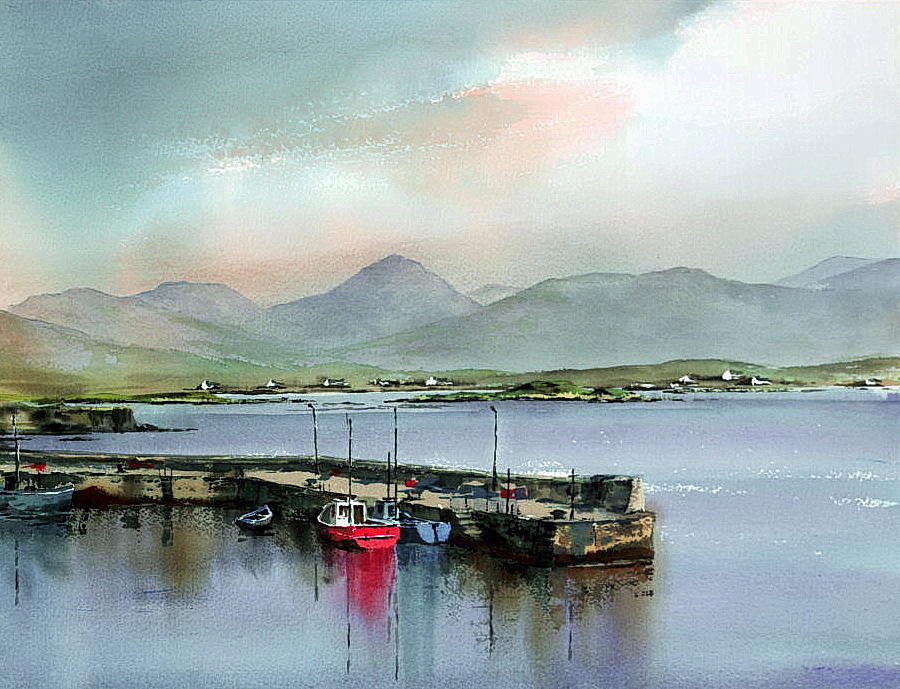 GALWAY. 12 pins from Roundstone Painting by Val Byrne