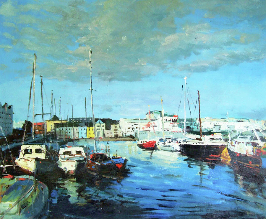 Boat Painting - Galway Docks by Conor McGuire