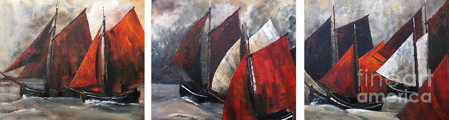 GALWAY Hookers Regatta Painting by Val Byrne