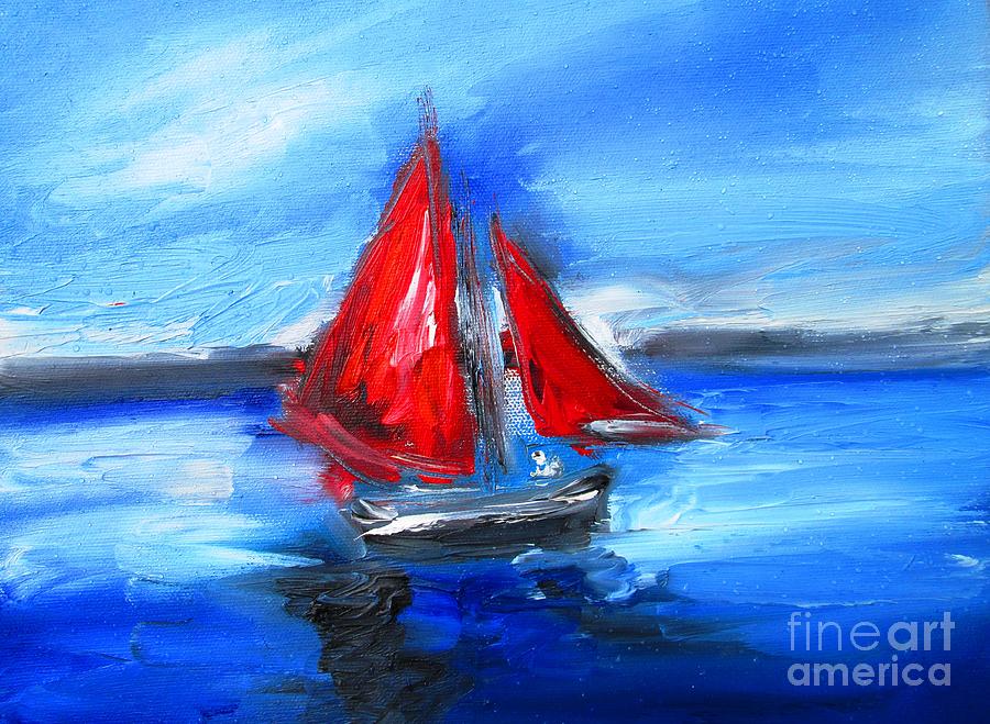 Paintings of galway  hookers sailboat  Painting by Mary Cahalan Lee - aka PIXI