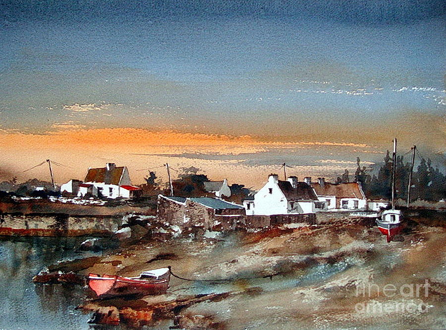 GALWAY Sruthan Sunset Painting by Val Byrne