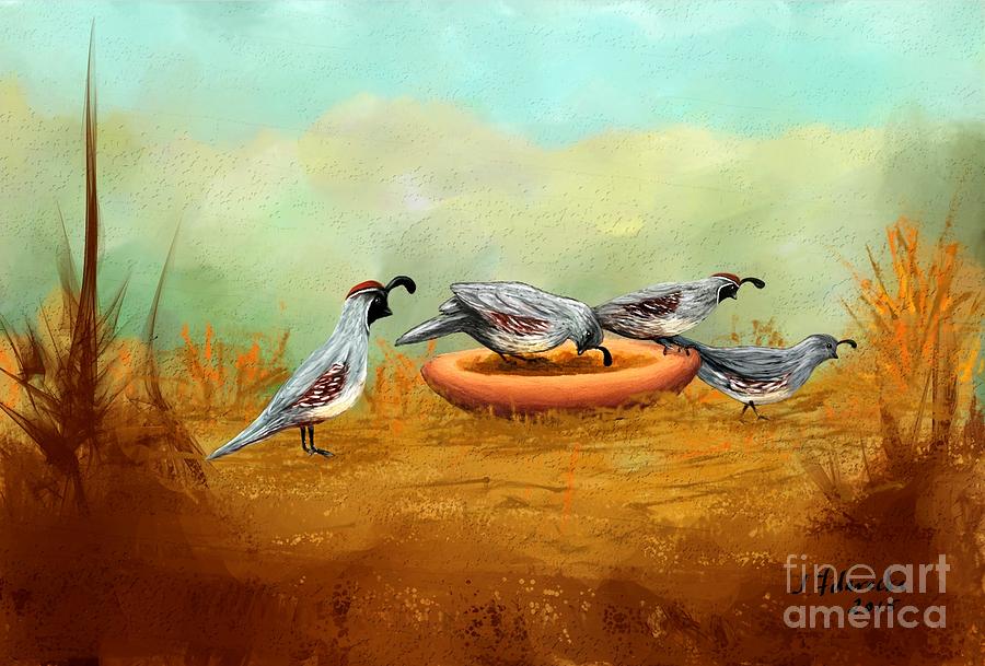 Gambel's Quail Painting - Gambels Quail on Parade by Judy Filarecki Gambel's Quail Painting - Gambels Quail on Parade by Judy Filarecki