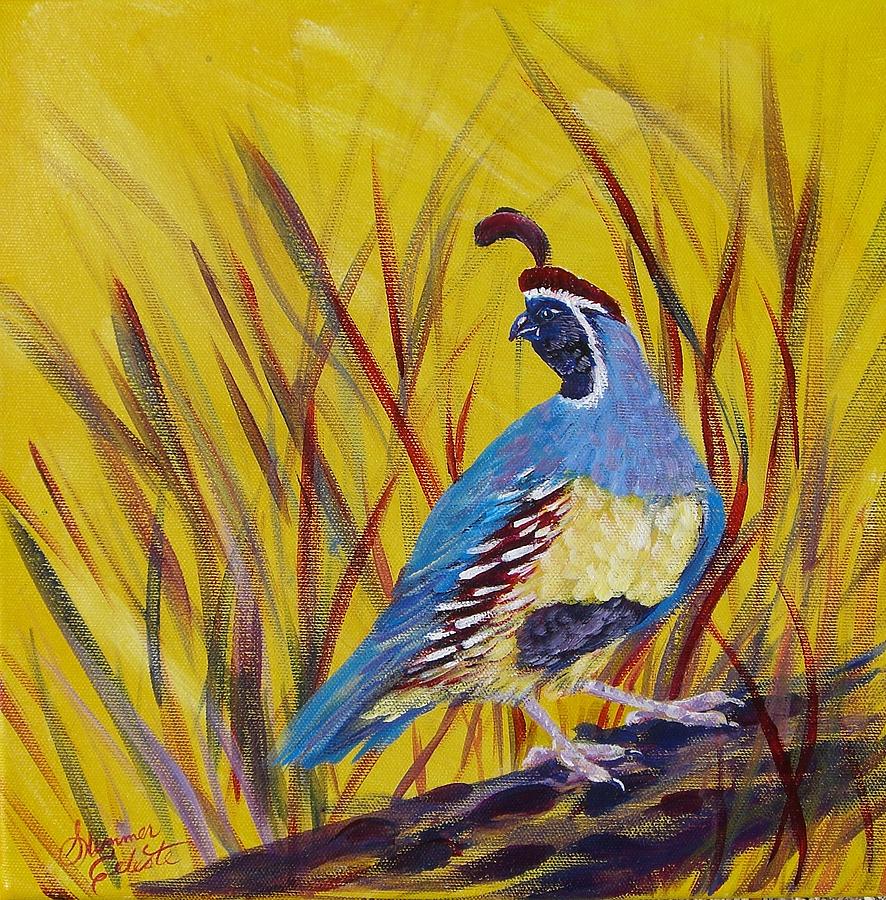 Gamble Quail Painting by Summer Celeste