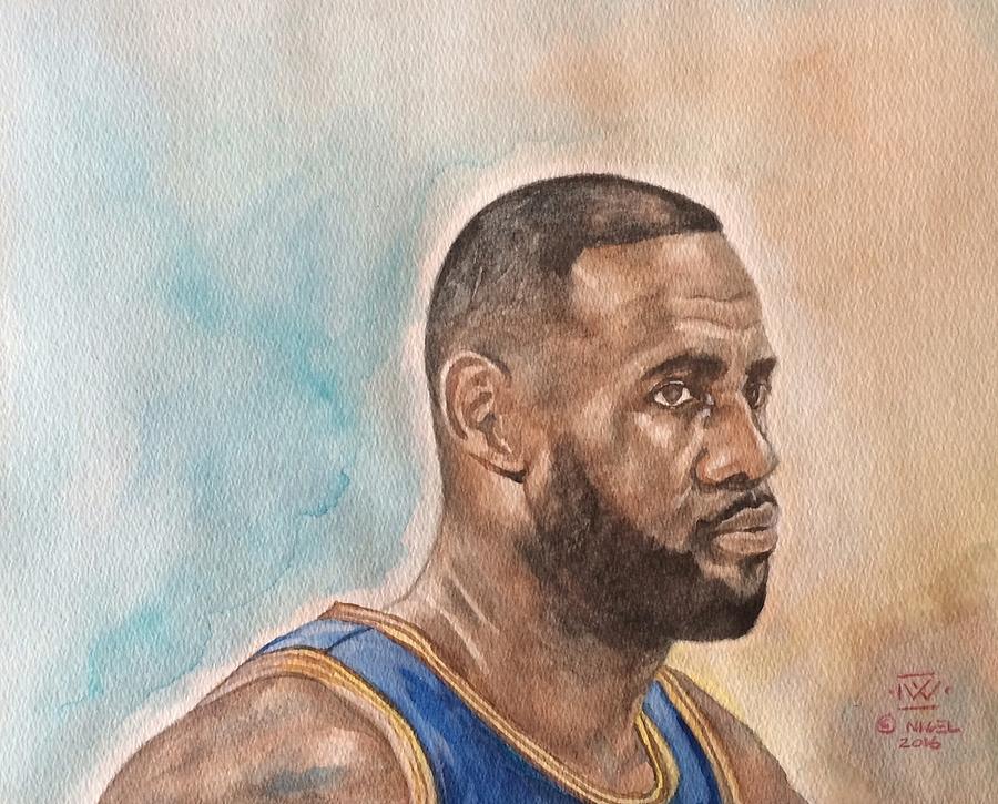 Lebron James Painting - Game Face by Nigel Wynter