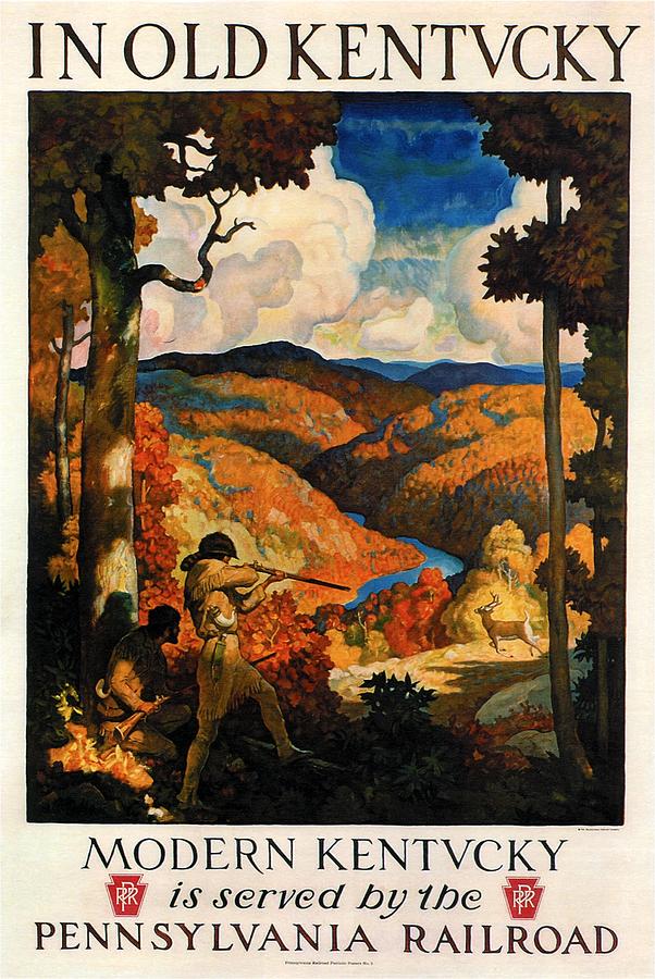 Mountain Painting - Game Hunting in Old Kentucky - Landscape Painting - Vintage Travel Poster by Studio Grafiikka
