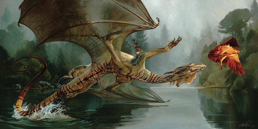 Dragon Painting - Game of Chase by Heather Edwards