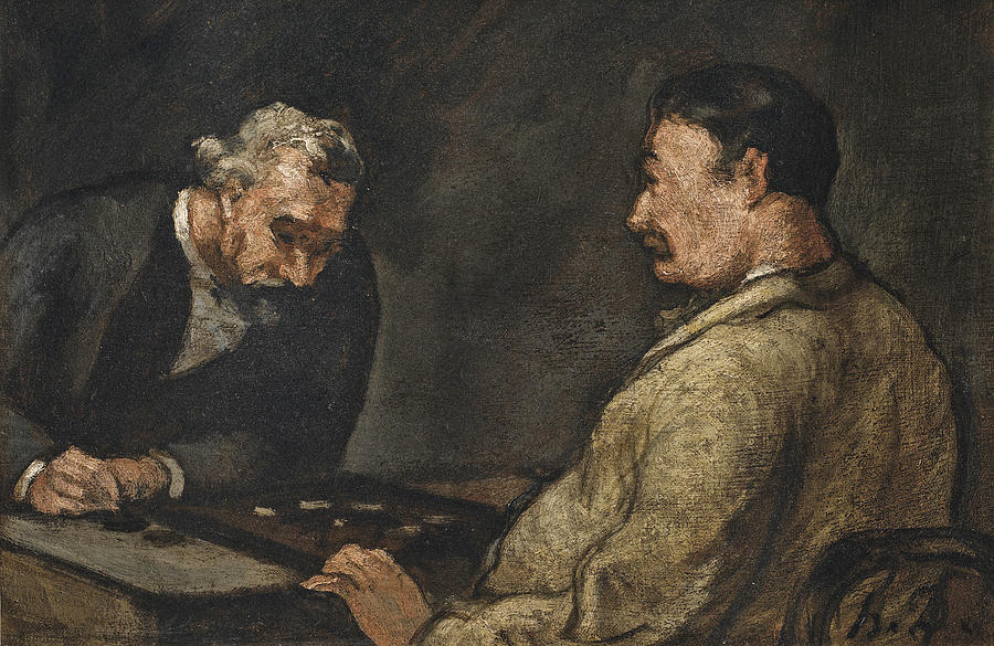 Game of Checkers  Painting by Honore Daumier