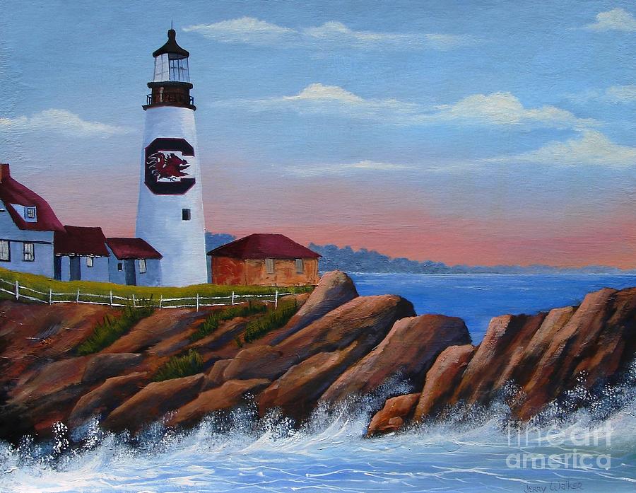 Gamecock Lighthouse Painting by Jerry Walker