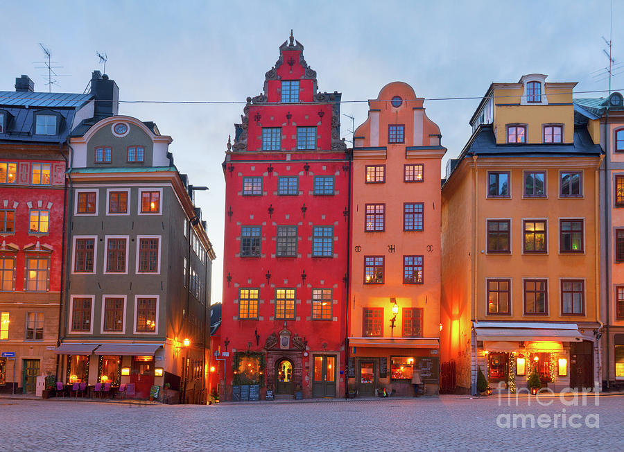 Gamla Stan Houses At Night In Stockholm Photograph