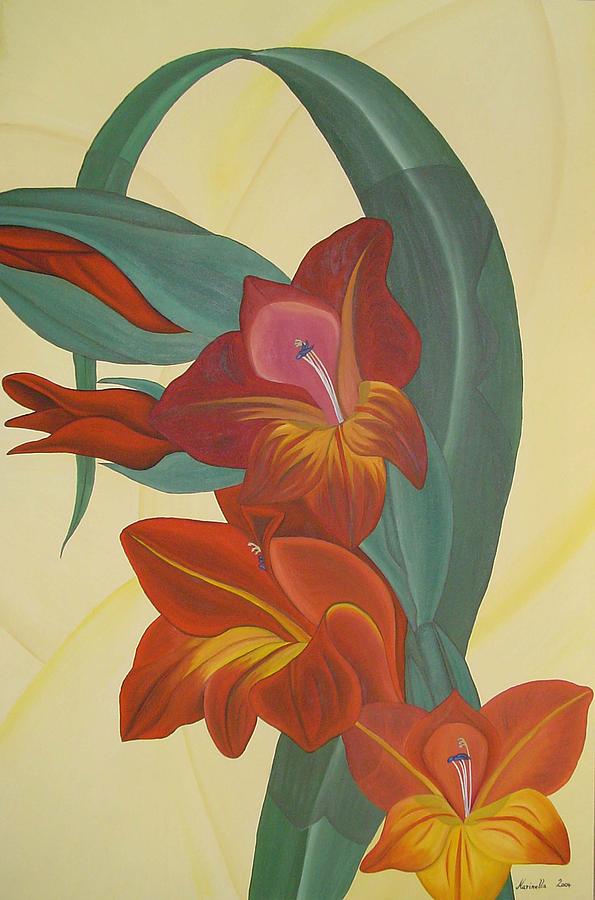 Flowers Still Life Painting - Gandavensis Hybrid by Marinella Owens