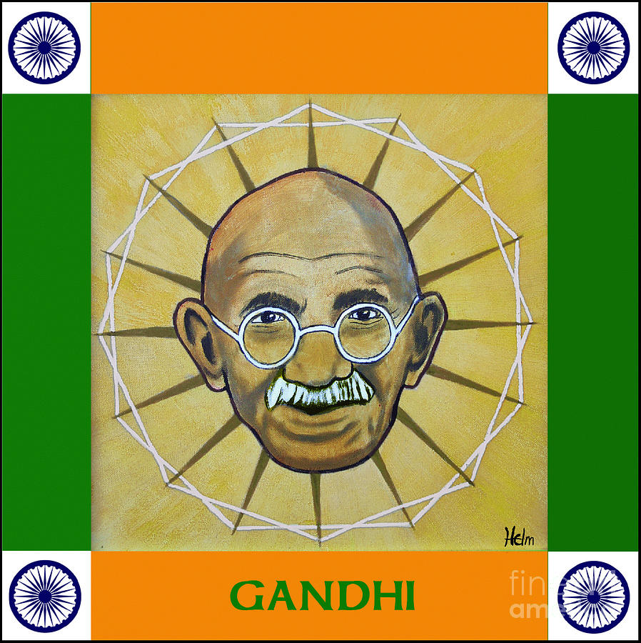 Gandhi portrait Painting by Paul Helm