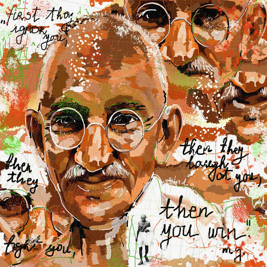 Gandhi Wins  Digital Art by Sladjana Lazarevic