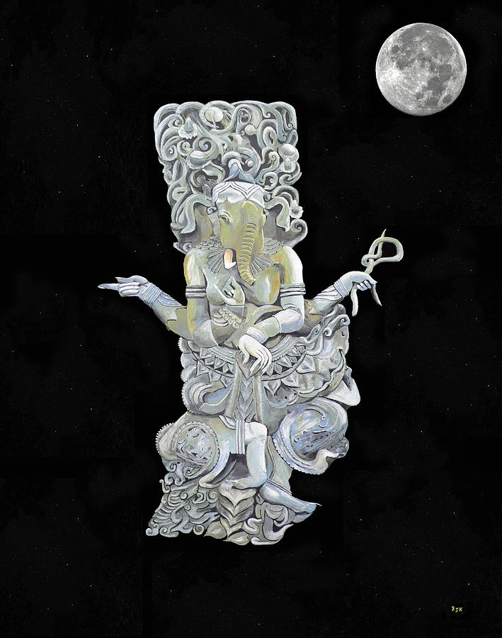 Ganesh with moon The Hindu elephant God. by Eric Kempson Ganesh with moon The Hindu elephant God. by Eric Kempson