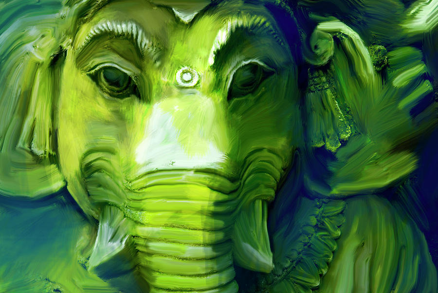 green ganesha painting