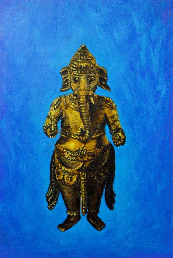 Ganesha Idol painting Painting by Usha Shantharam