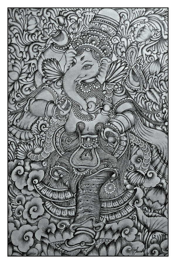 Ganesha mural pencil drawing by shamil art Drawing by Shamil Art  Fine Art  America