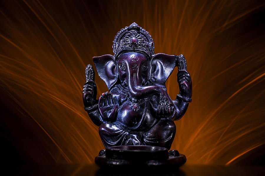 Elephant Photograph - Ganesha with Fire Background by Pelo Blanco Photo