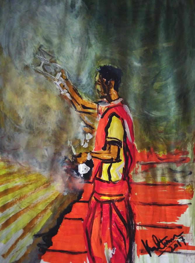 Ganga Puja Painting By Vineeth Menon Fine Art America