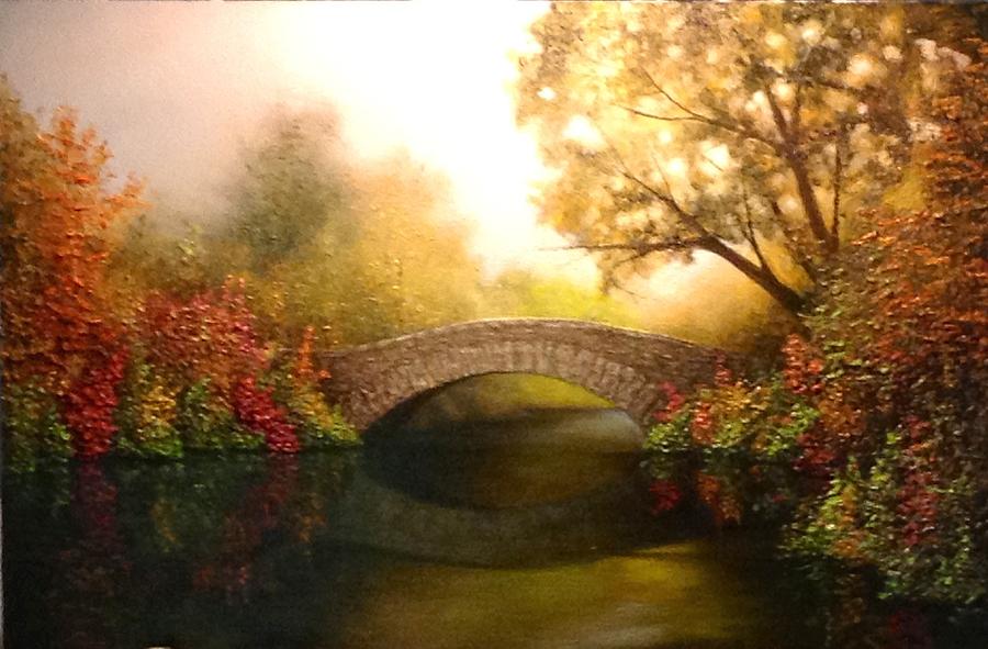 Fall Painting - Gapstow Bridge Central Park NY by Sean Taber