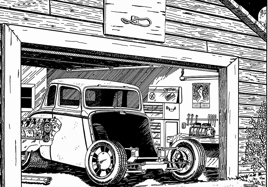Garage Drawing by Rick Bennett