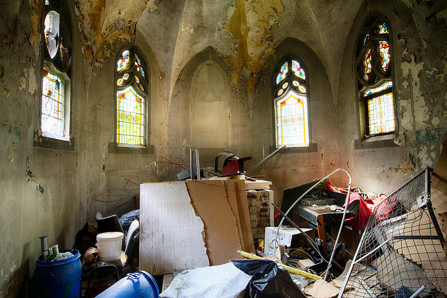Garbage In Old Abandoned Church Photograph by Dirk Ercken