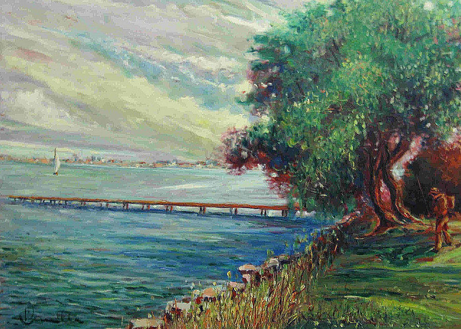 Landscape Painting - Garda Lake -Lago Garda by Walter Casaravilla
