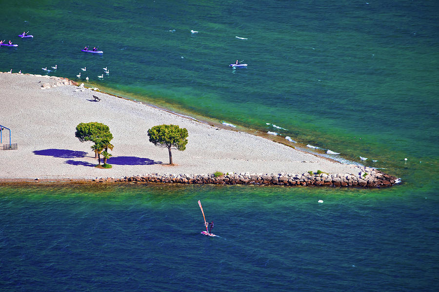 Garda lake strand beach aerial view on Sarca river mouth Photograph by Brch Photography