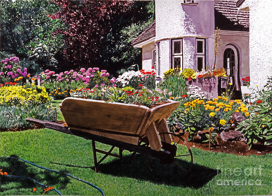 Garden Painting - Garden at Patio Lane by David Lloyd Glover