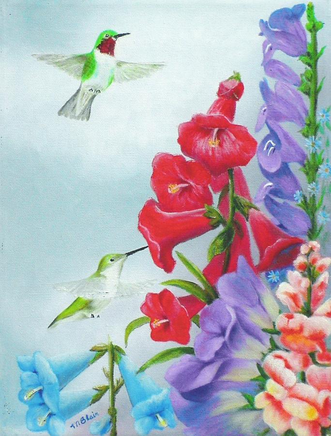 Birds Painting - Garden Beauties by Merle Blair Birds Painting - Garden Beauties by Merle Blair