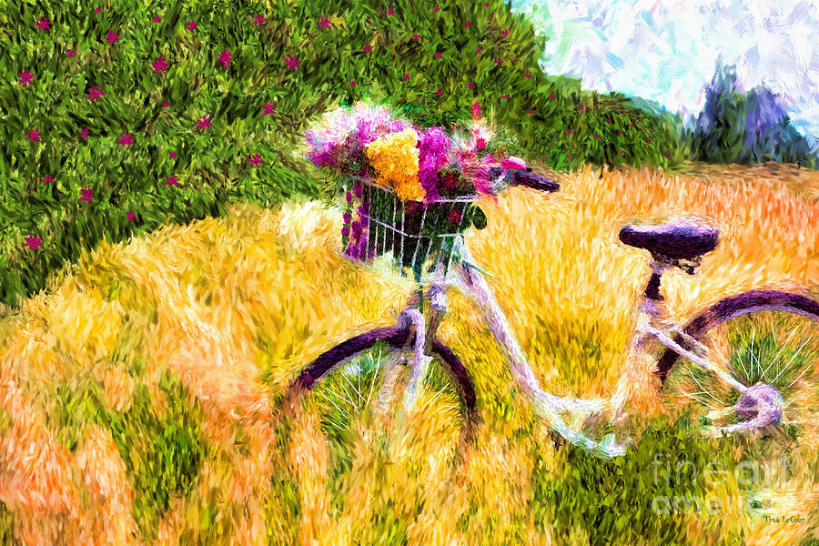 Garden Bicycle Print Painting