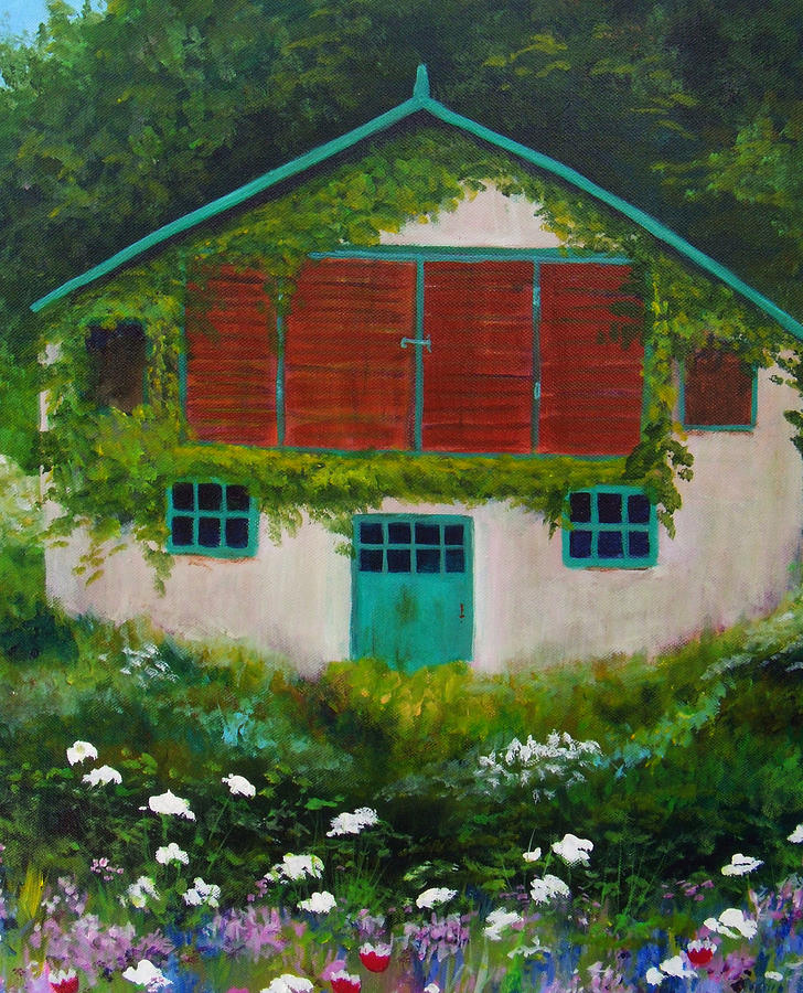 Garden Cottage Painting by Anne Marie Brown