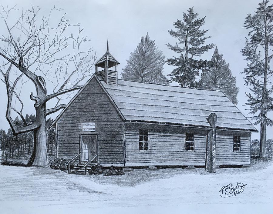 Garden Creek Baptist Church  Drawing by Tony Clark