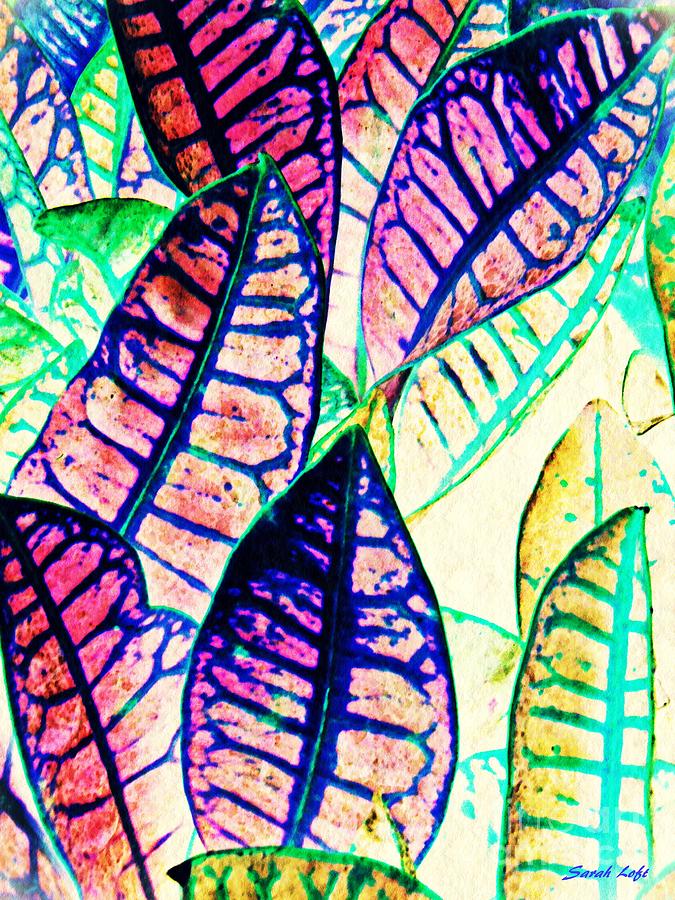 Nature Photograph - Garden Croton 2 Color Inversion  by Sarah Loft