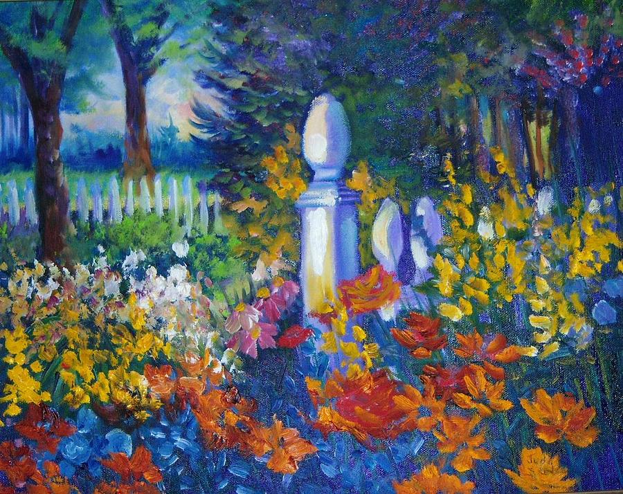 Garden Fencepost Painting by Judy Groves - Fine Art America