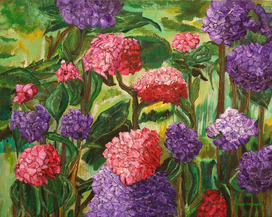 Garden Flowers Hydrangeas Painting by Deborah D Russo