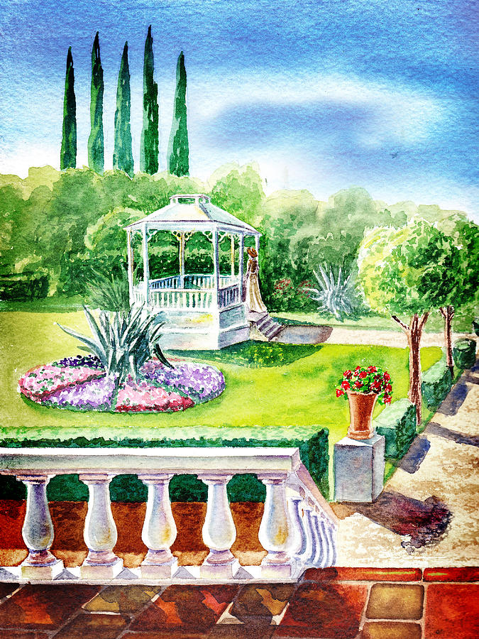 Garden Gazebo Painting by Irina Sztukowski