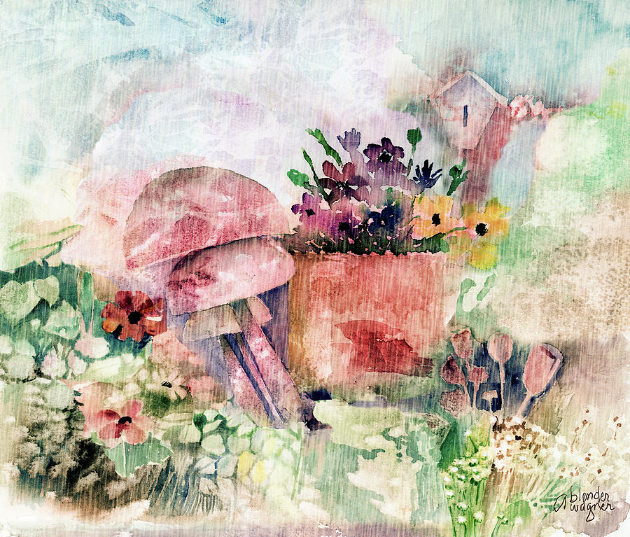 Garden In The Rain Mixed Media by Arline Wagner