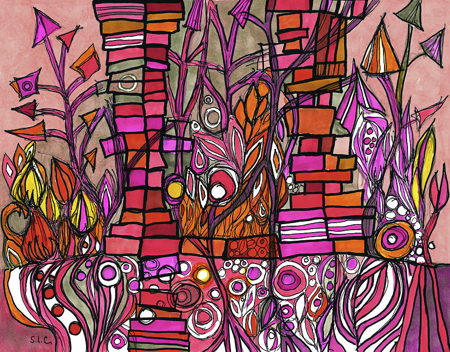 Abstract Drawing - Garden In The Ruins by Sandra Church